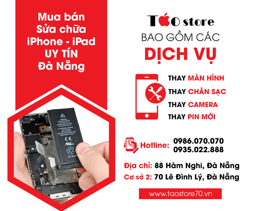 thay pin Iphone chính hãng ở Đà Nẵng thay pin Iphone Đà Nẵng