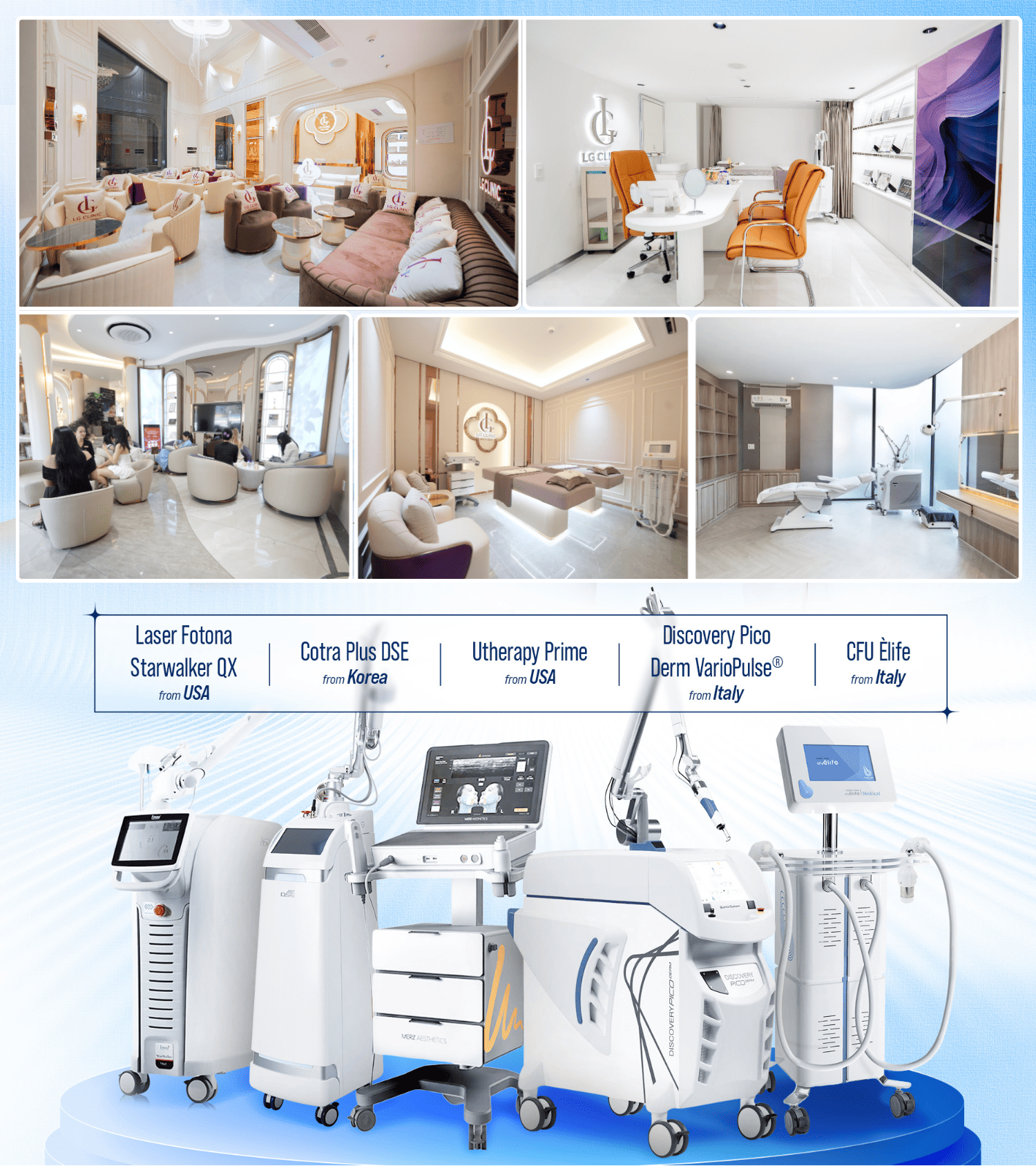 Phòng khám Da liễu LG Clinic đầu tư quy mô lớn về cơ sở hạ tầng và trang thiết bị