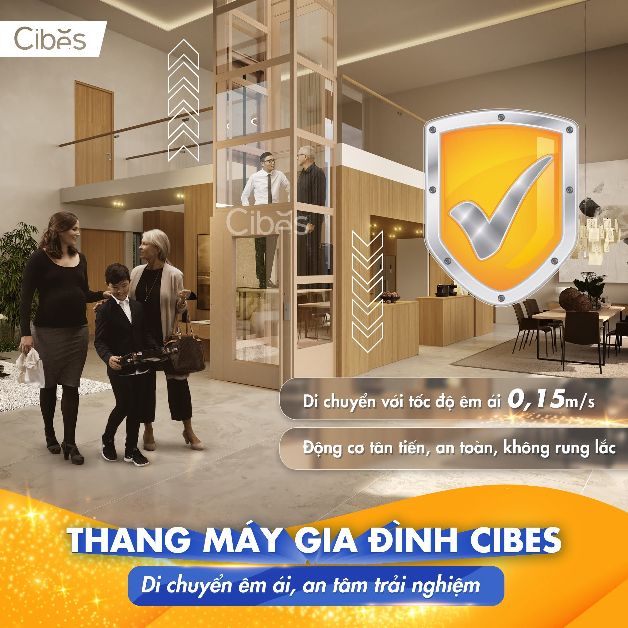 Vận tốc thang máy gia đình không cần quá cao.